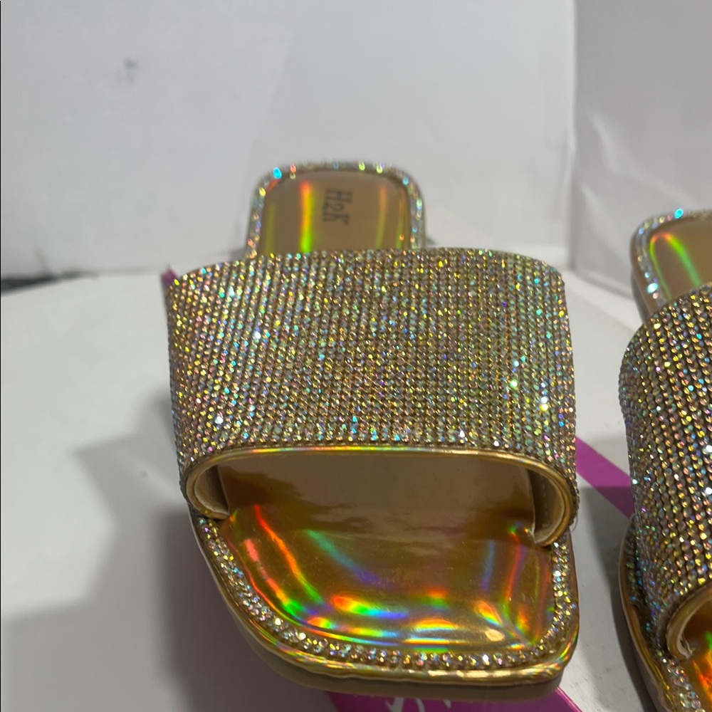 H2K Gold Rhinestone Slide Sandals - Picture 16 of 16